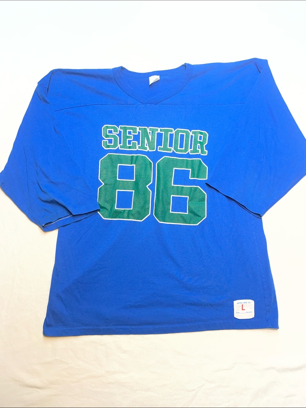 Vintage Artex Blue 'Senior 86' Football Jersey Shirt - Large